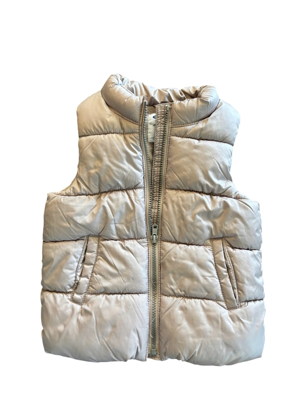 Old Navy 4T Unisex Tan / Cream Fleece Lined Puffer Vest